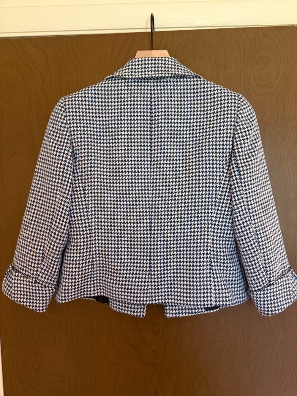 Tahari ASL Houndstooth Cropped Blazer Mod Retro 90s Preppy Old Money Academia - Picture 7 of 10